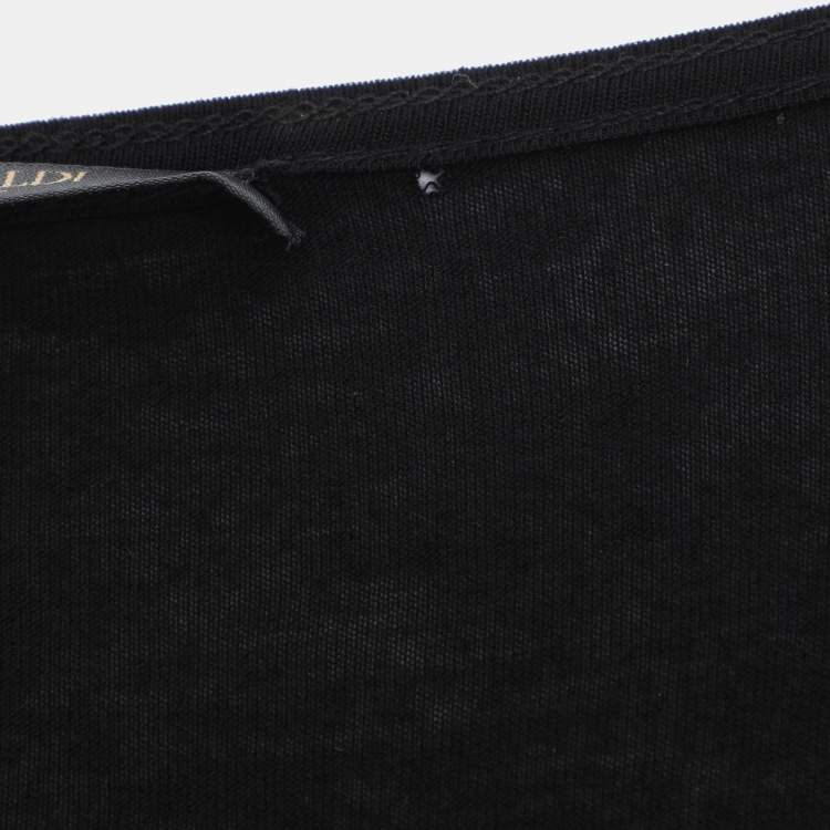 Pre Owned Marina Rinaldi Black Jersey Leopard Print Tops L