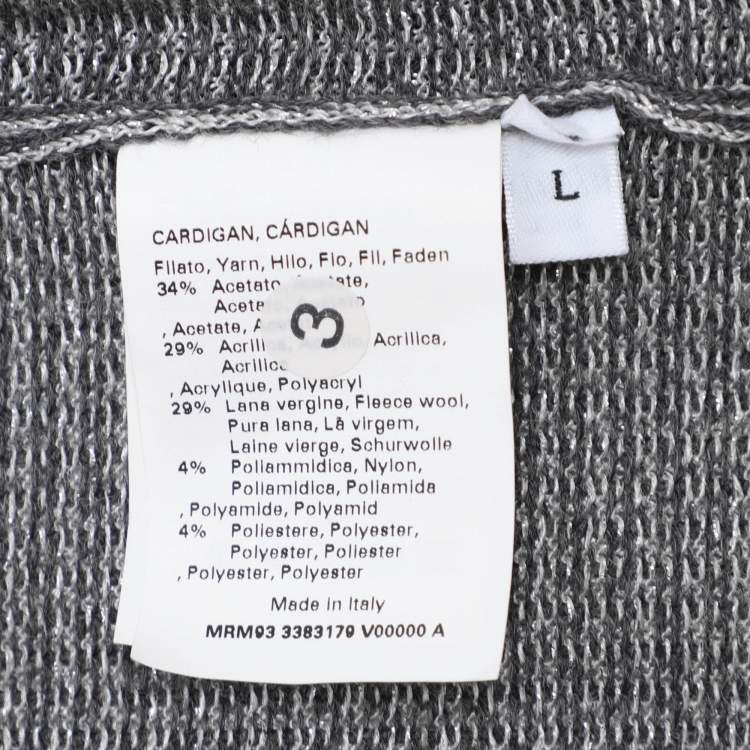 Pre Owned Marina Rinaldi Metallic Grey Jersey Cardigan Set L