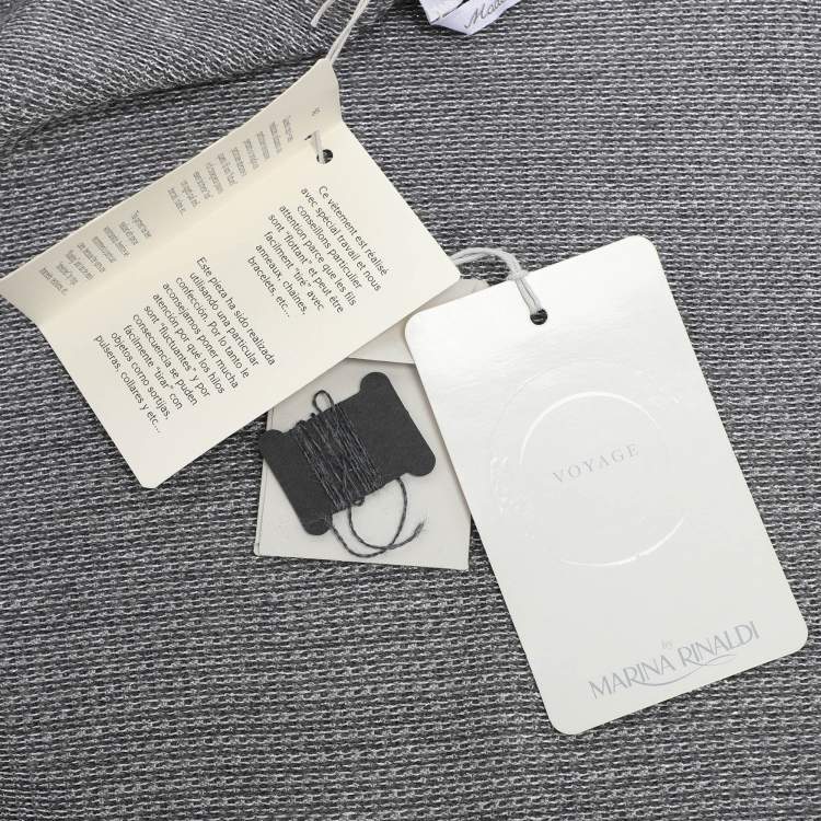 Pre Owned Marina Rinaldi Metallic Grey Jersey Cardigan Set L