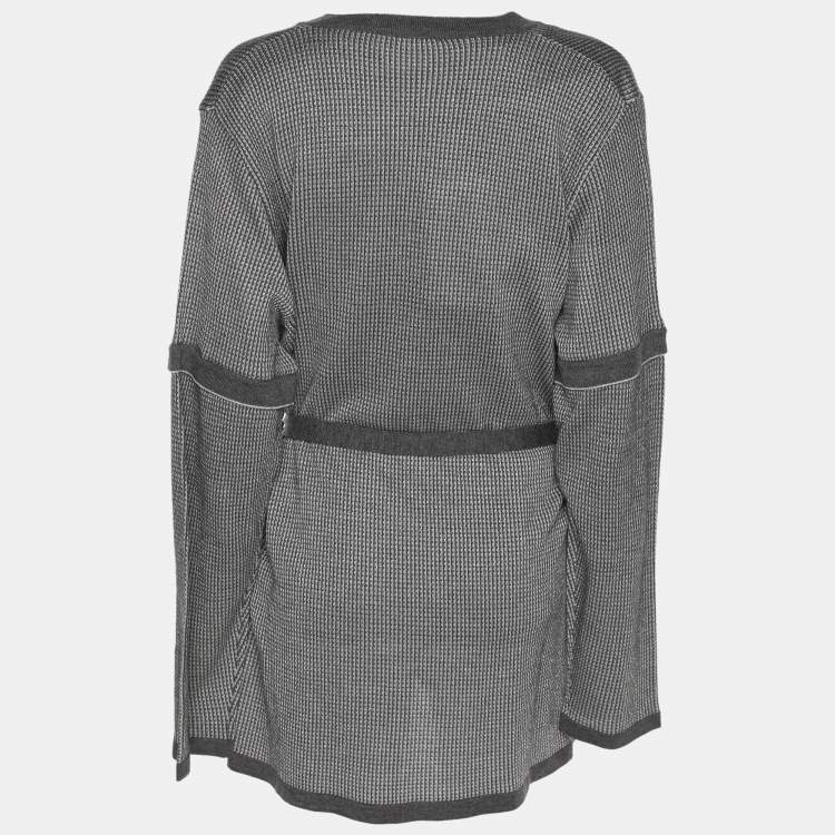 Pre Owned Marina Rinaldi Metallic Grey Jersey Cardigan Set L