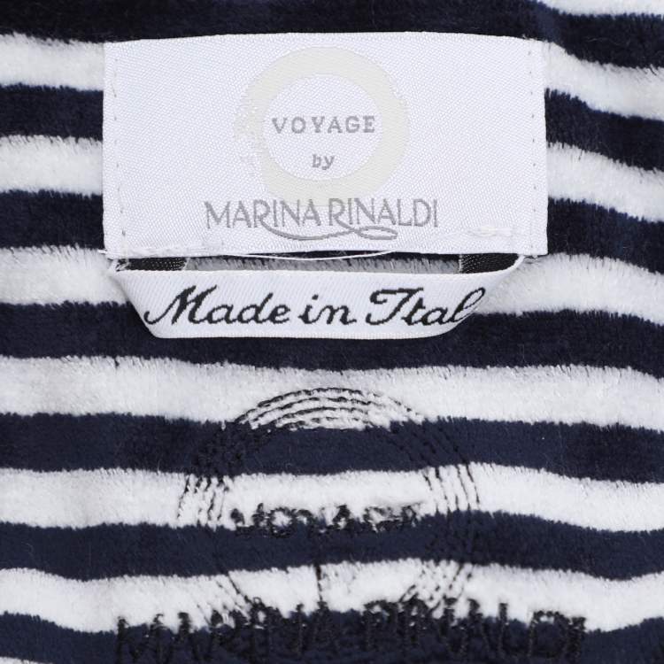 Pre Owned Voyage by Marina Rinaldi Navy Blue Jersey Zip-Up Jacket XL