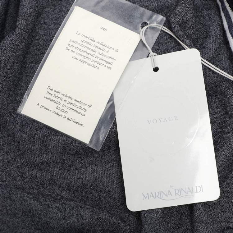 Pre Owned Voyage by Marina Rinaldi Navy Blue Jersey Zip-Up Jacket XL