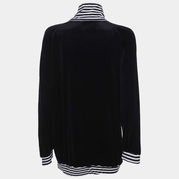 Pre Owned Voyage by Marina Rinaldi Navy Blue Jersey Zip-Up Jacket XL