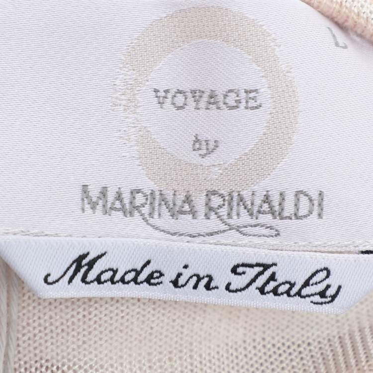 Pre Owned Voyage by Marina Rinaldi Peach/Metallic Stripe Stretch Knit Sweatshirt L