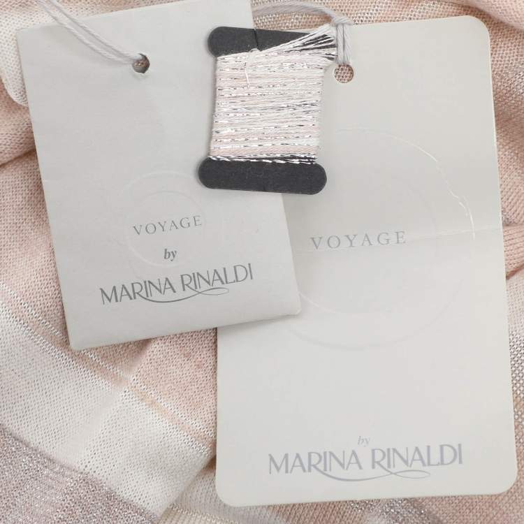 Pre Owned Voyage by Marina Rinaldi Peach/Metallic Stripe Stretch Knit Sweatshirt L