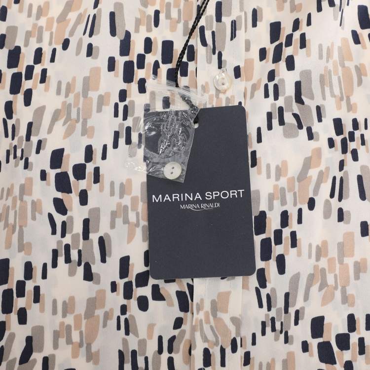 Pre Owned  Marina Sport by Marina Rinaldi Multicolor Printed Silk Button Front Shirt L