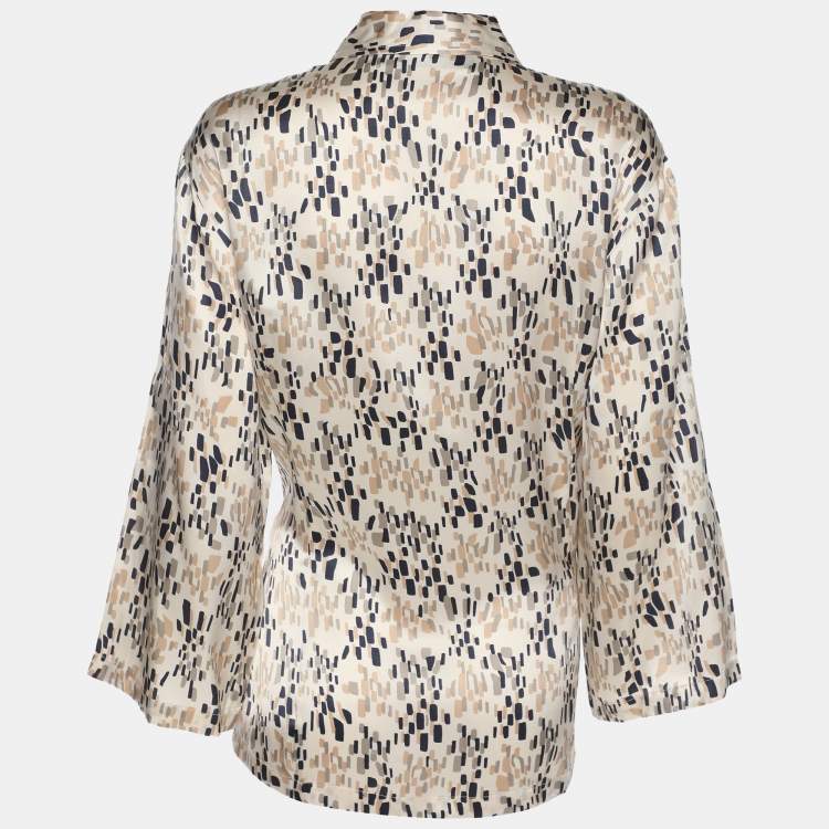 Pre Owned  Marina Sport by Marina Rinaldi Multicolor Printed Silk Button Front Shirt L