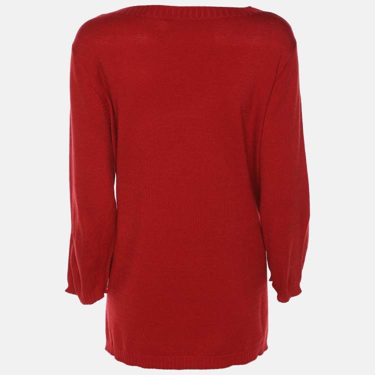 مملوكة مسبقًا Marina Rinaldi Red Stretch Knit Sweater L