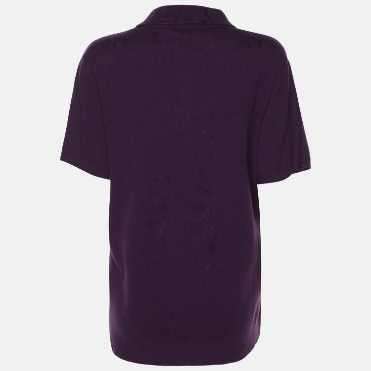 Pre Owned Marina Rinaldi Purple Cashmere Short Sleeve Sweatshirt L
