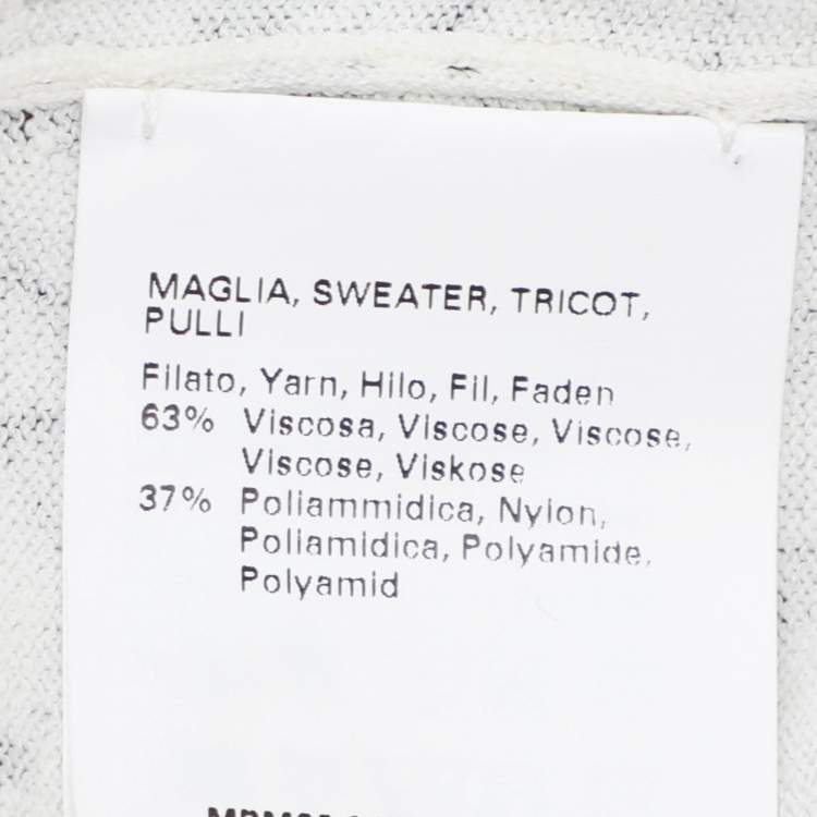 Pre Owned Marina Rinaldi White/Black Printed Knit Embellished Neck Top XL