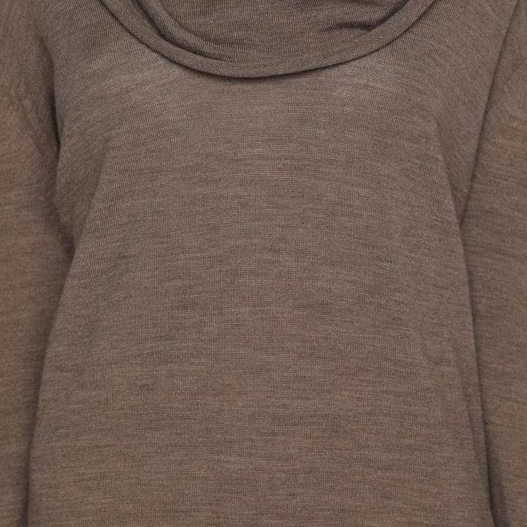 Pre Owned Marina Rinaldi Brown Wool Knit High Neck Sweater L