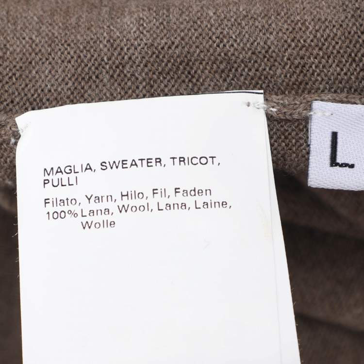 Pre Owned Marina Rinaldi Brown Wool Knit High Neck Sweater L