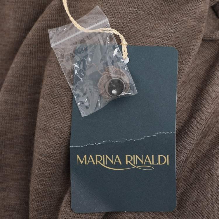 Pre Owned Marina Rinaldi Brown Wool Knit High Neck Sweater L