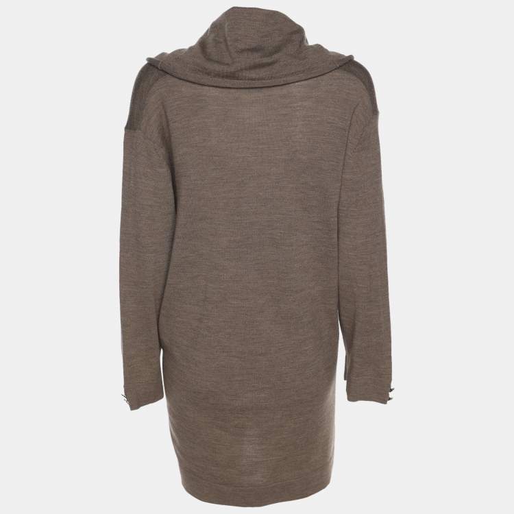 Pre Owned Marina Rinaldi Brown Wool Knit High Neck Sweater L