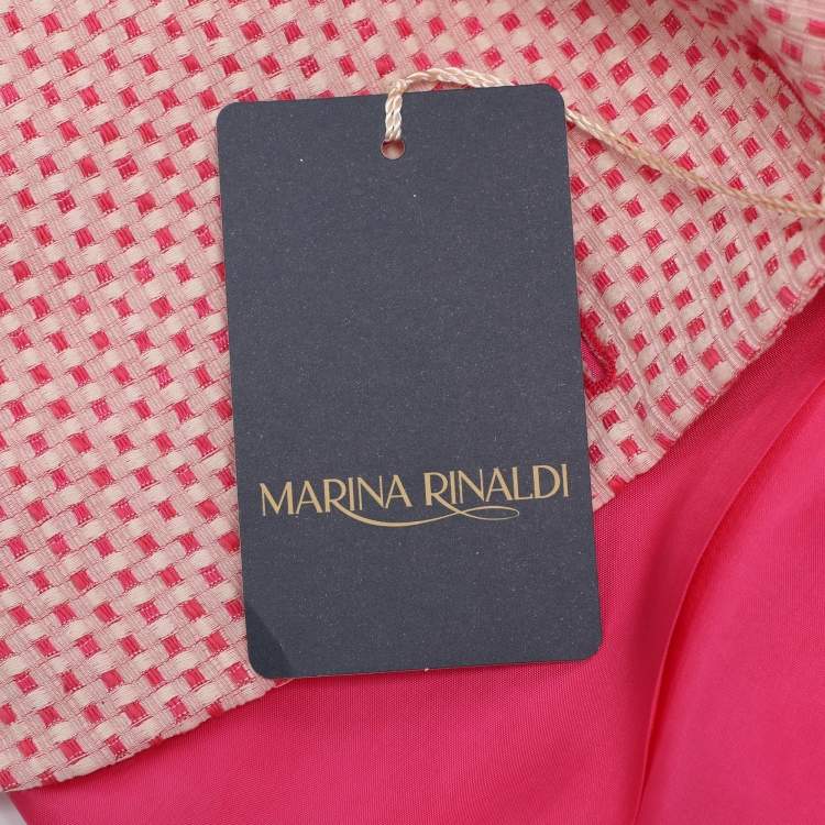 Pre Owned Marina Rinaldi Pink Jacquard Check Pattern Single Breasted Blazer L