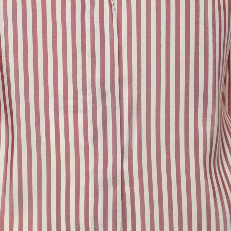 Pre Owned Marina Rinaldi Light Burgundy Stripe Silk Long Sleeve Shirt L