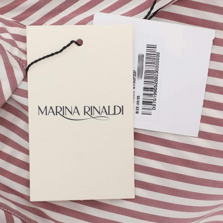 Pre Owned Marina Rinaldi Light Burgundy Stripe Silk Long Sleeve Shirt L