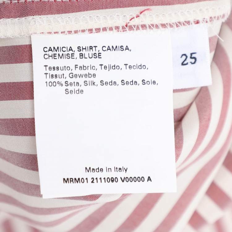 Pre Owned Marina Rinaldi Light Burgundy Stripe Silk Long Sleeve Shirt L