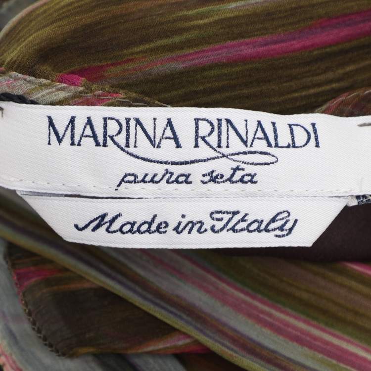 مملوكة مسبقًا Marina Rinaldi Multicolor Aztec Print Silk Dress L