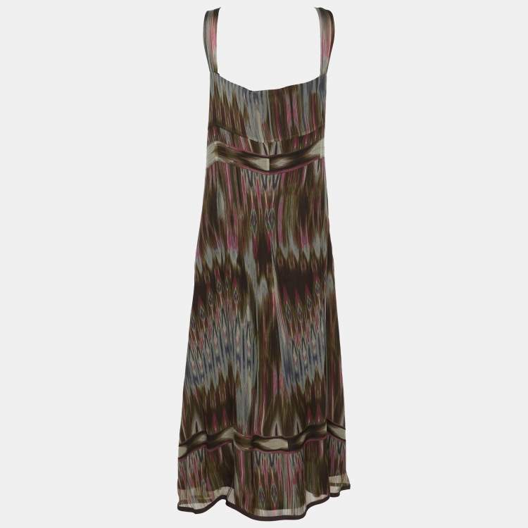 مملوكة مسبقًا Marina Rinaldi Multicolor Aztec Print Silk Dress L