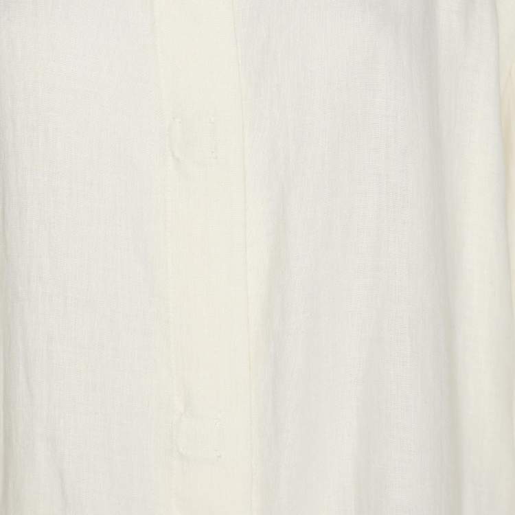 مملوكة مسبقًا Voyage by Marina Rinaldi White Linen Shirt Jacket L