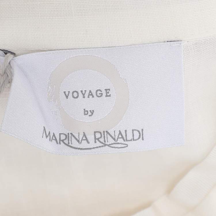 مملوكة مسبقًا Voyage by Marina Rinaldi White Linen Shirt Jacket L