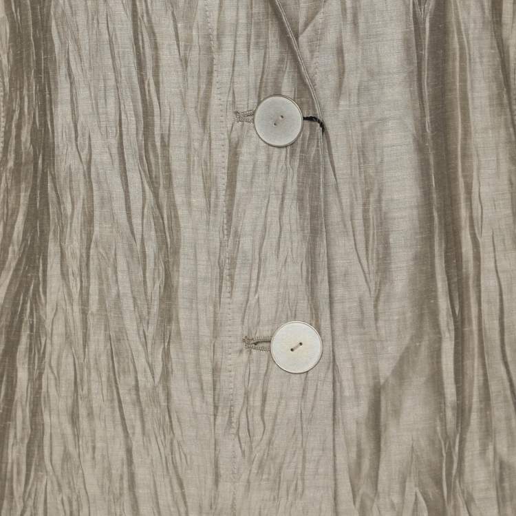 Pre Owned Marina Rinaldi Grey Texture Linen Blend Blazer L