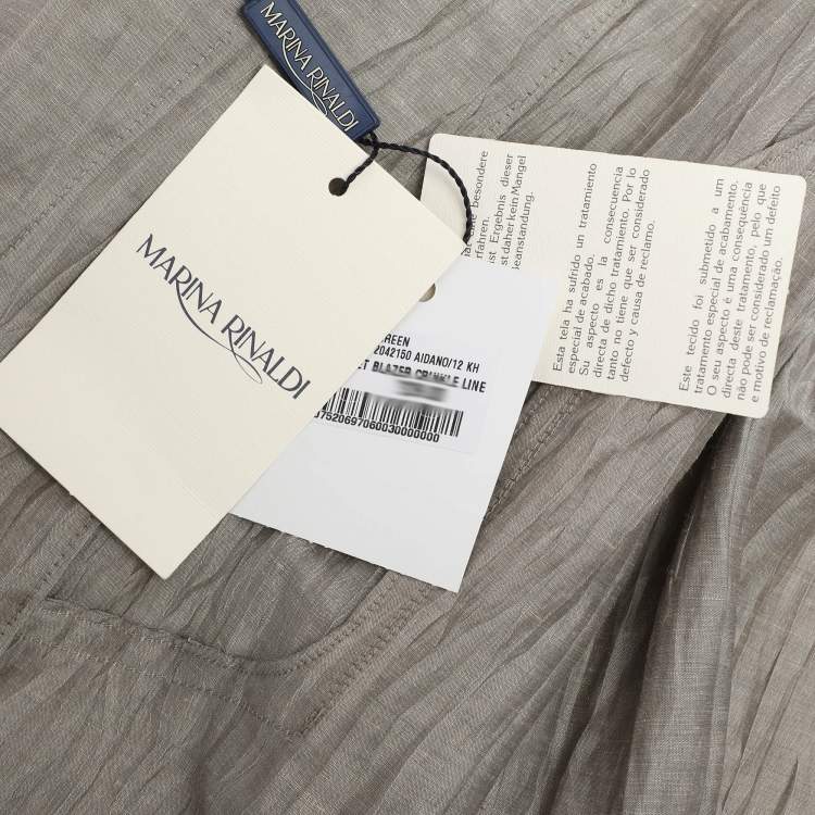 Pre Owned Marina Rinaldi Grey Texture Linen Blend Blazer L