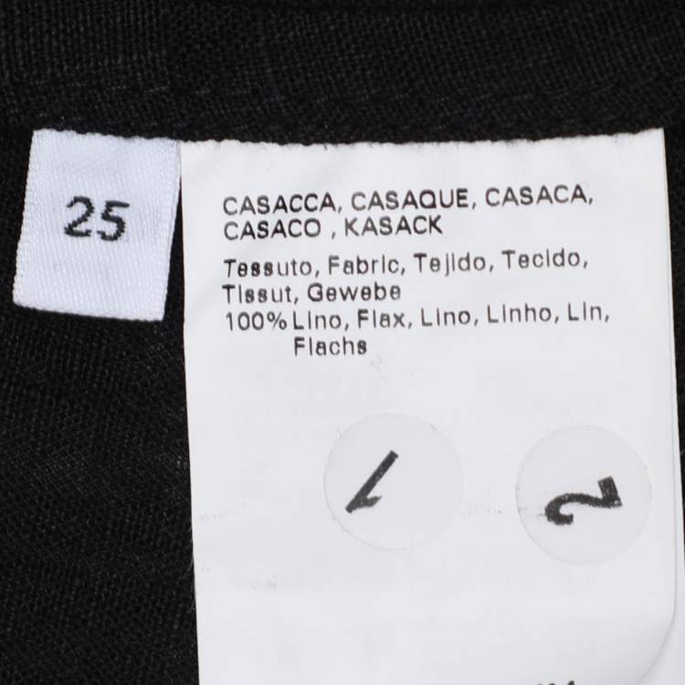 Pre Owned Marina Rinaldi Black Linen Belted Dress L