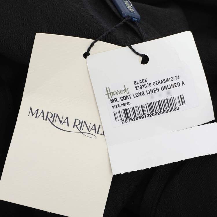 Pre Owned Marina Rinaldi Black Linen Belted Dress L