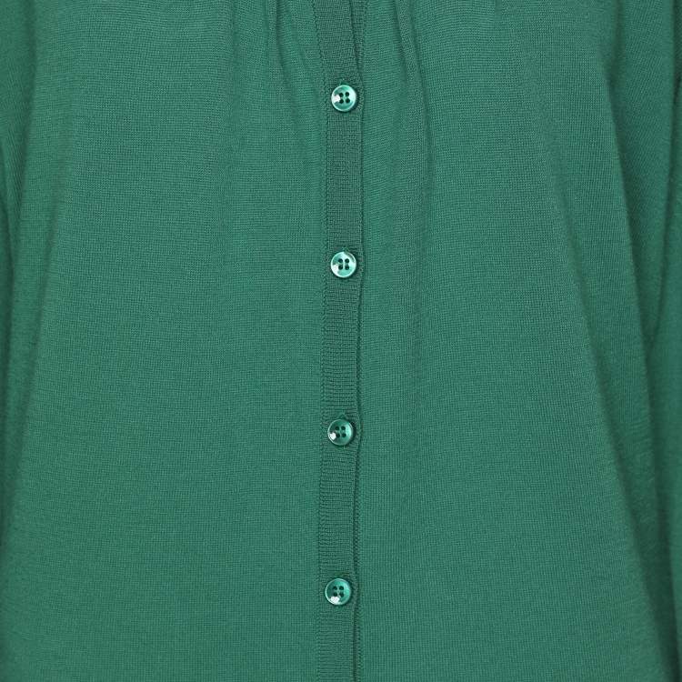 Pre Owned Marina Rinaldi Green Cashmere Knit Button Front Sweater XL