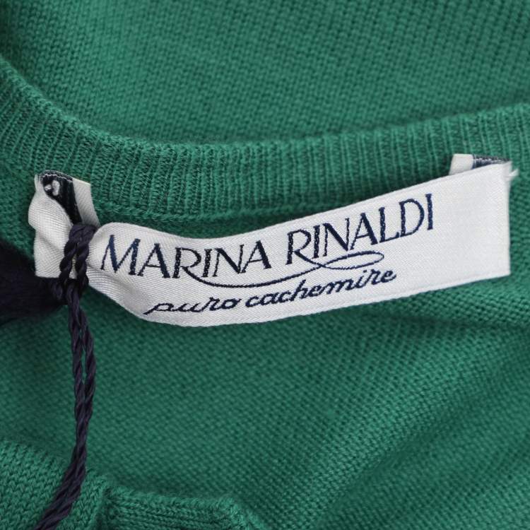 Pre Owned Marina Rinaldi Green Cashmere Knit Button Front Sweater XL