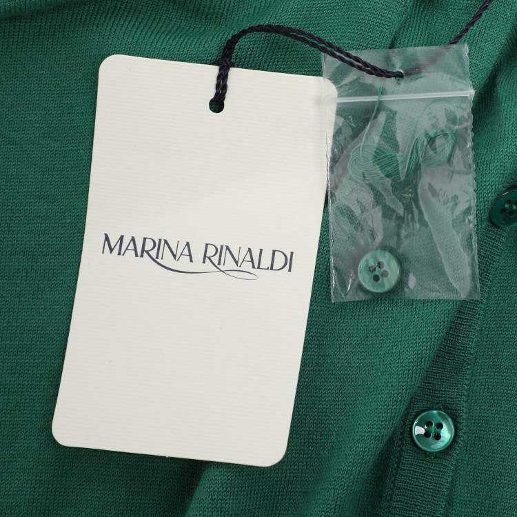 Pre Owned Marina Rinaldi Green Cashmere Knit Button Front Sweater XL