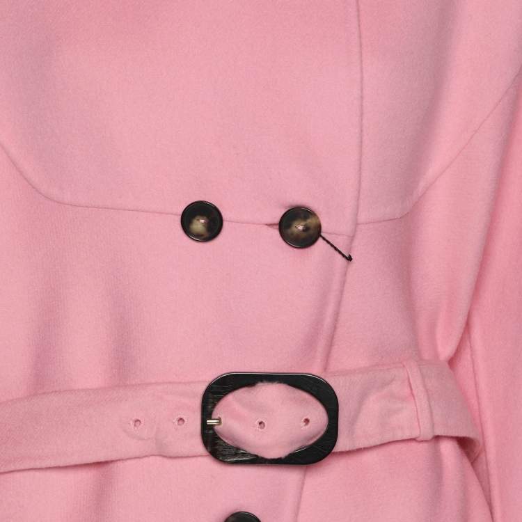 Pre Owned Marina Rinaldi Pink Wool Blend Double Breasted Belted Blazer L