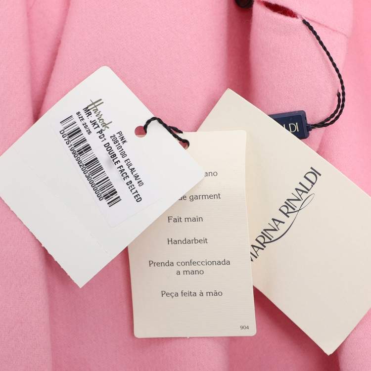 Pre Owned Marina Rinaldi Pink Wool Blend Double Breasted Belted Blazer L