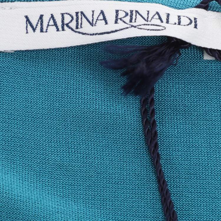 مملوكة مسبقًا Marina Rinaldi Metallic Blue Jersey Sleeveless Tops L