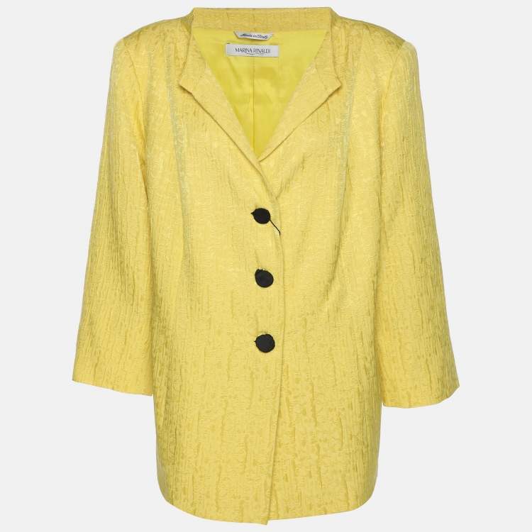 Pre Owned Marina Rinaldi Yellow Jacquard Blazer L