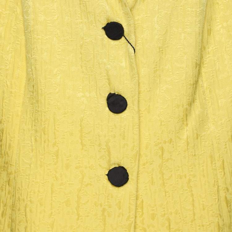 Pre Owned Marina Rinaldi Yellow Jacquard Blazer L