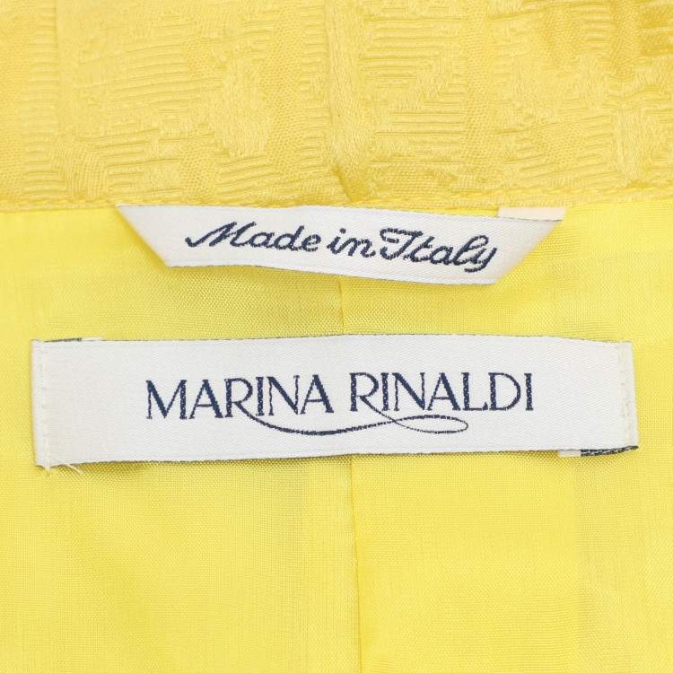 Pre Owned Marina Rinaldi Yellow Jacquard Blazer L