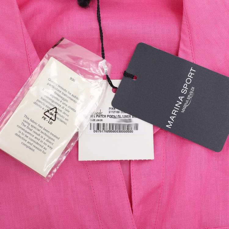 Pre Owned Marina Sport by Marina Rinaldi Pink Linen Button Front Shirt L