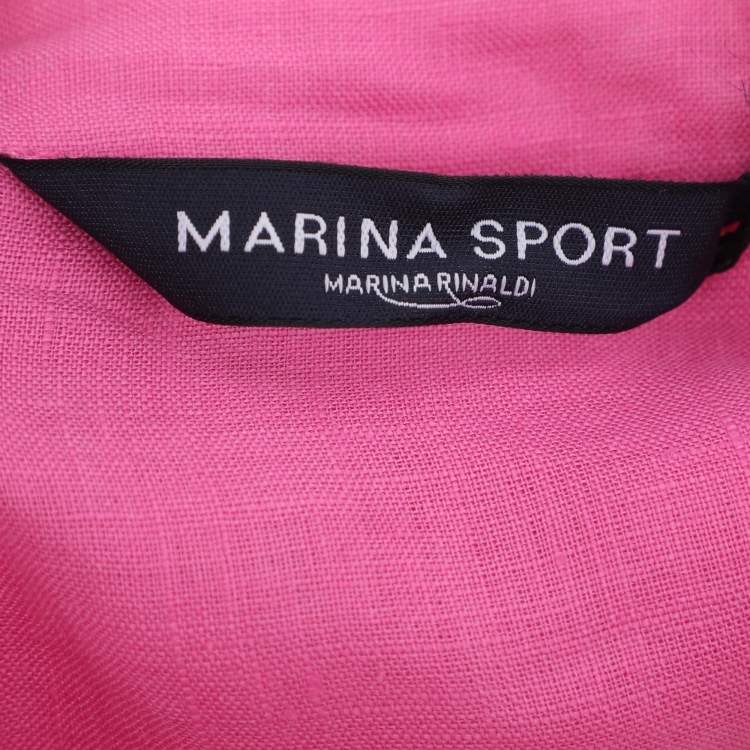 Pre Owned Marina Sport by Marina Rinaldi Pink Linen Button Front Shirt L