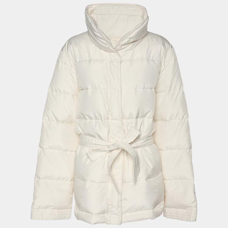 Pre Owned Voyage by Marina Rinaldi Cream Nylon Puffer Jacket M