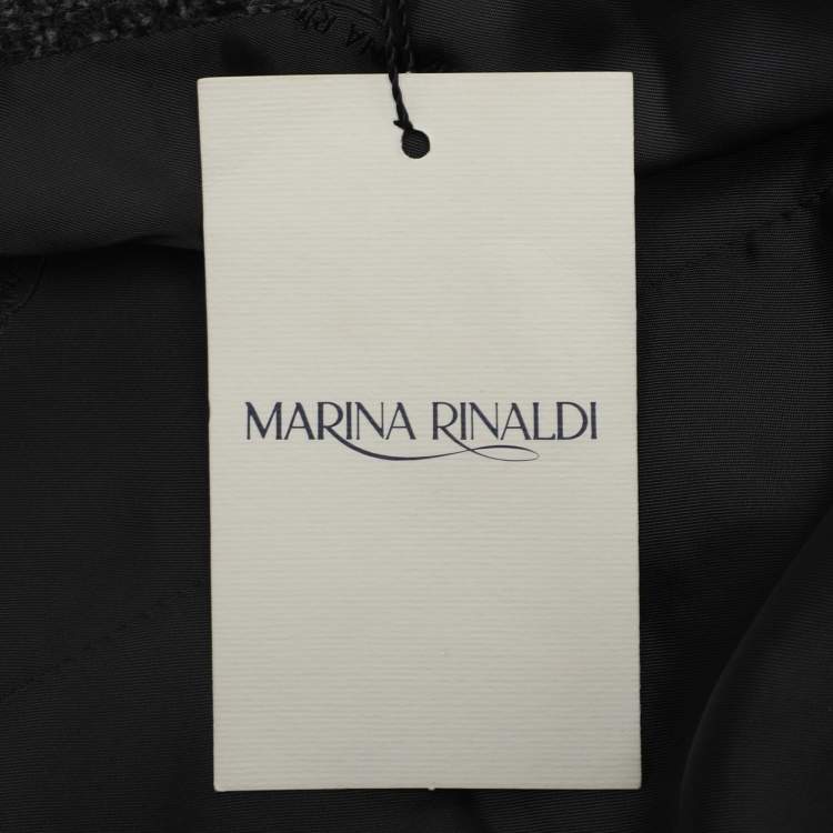 Pre Owned Marina Rinaldi Grey Tweed Single Breasted Blazer L
