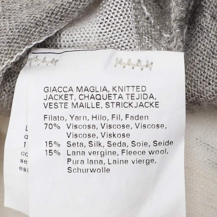 Pre Owned Voyage by Marina Rinaldi Grey/Off White Stripe Stretch Knit Cardigan Set L