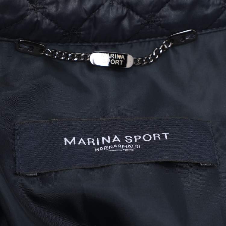 Pre Owned Marina Sport by Marina Rinaldi Navy Blue Quilted Coat L