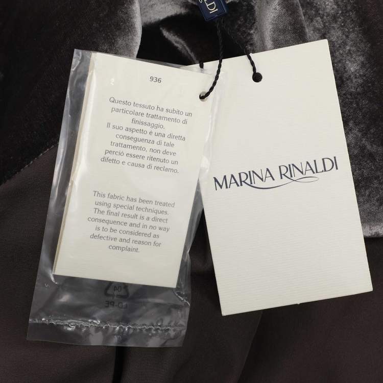 Pre Owned Marina Rinaldi Metallic Grey Velvet Single Breasted Blazer L