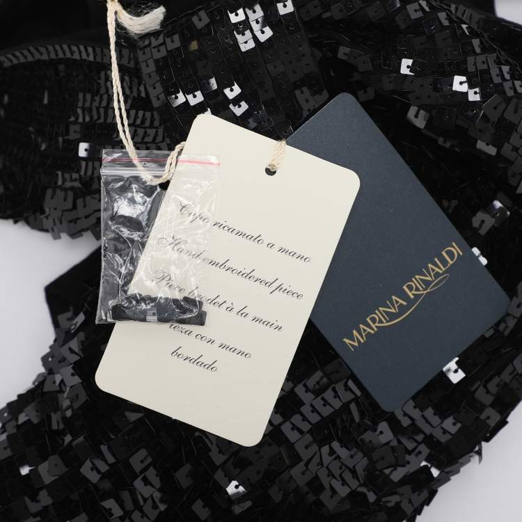 مملوكة مسبقًا Marina Rinaldi Black Jersey Sequin Tank Top L