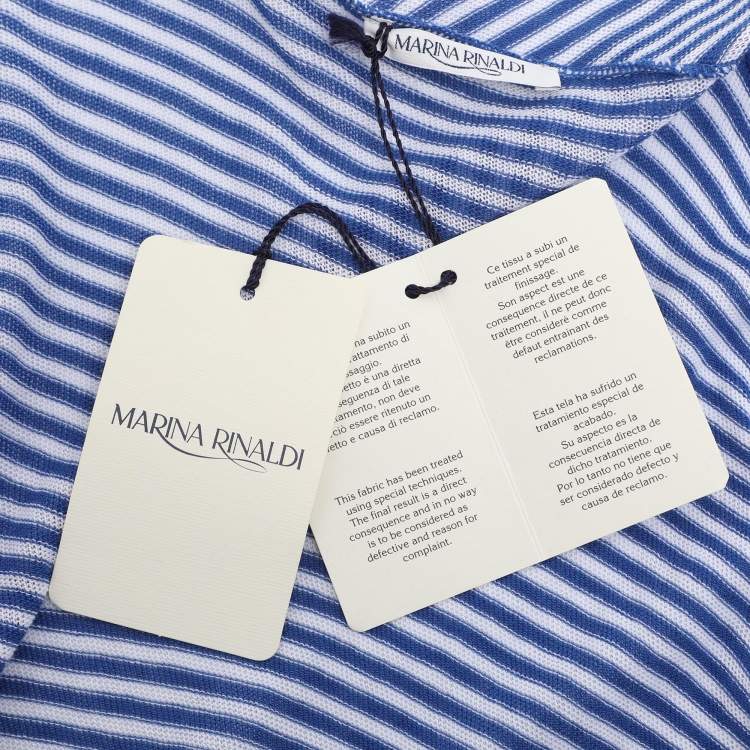 Pre Owned Marina Rinaldi Blue Stripe Stretch Knit Cardigan L