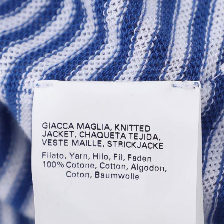 Pre Owned Marina Rinaldi Blue Stripe Stretch Knit Cardigan L