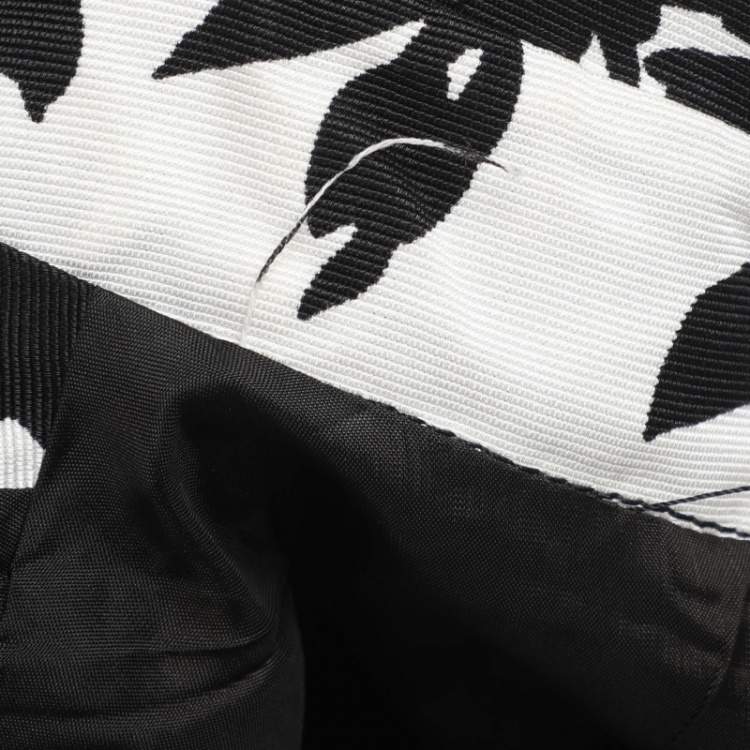 Pre Owned Marina Rinaldi White/Black Printed Cotton Blend Belted Overcoat L